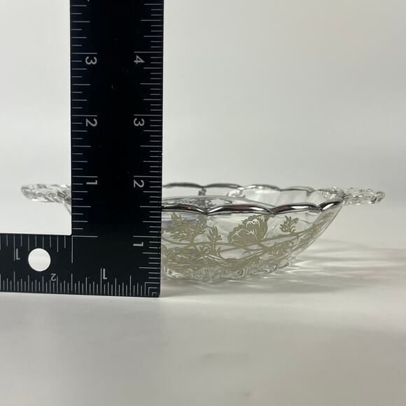 Crystal Silver Overlay Serving Dishes Set Cambridge Caprice Metallic Vintage 4PC - Picture 7 of 16